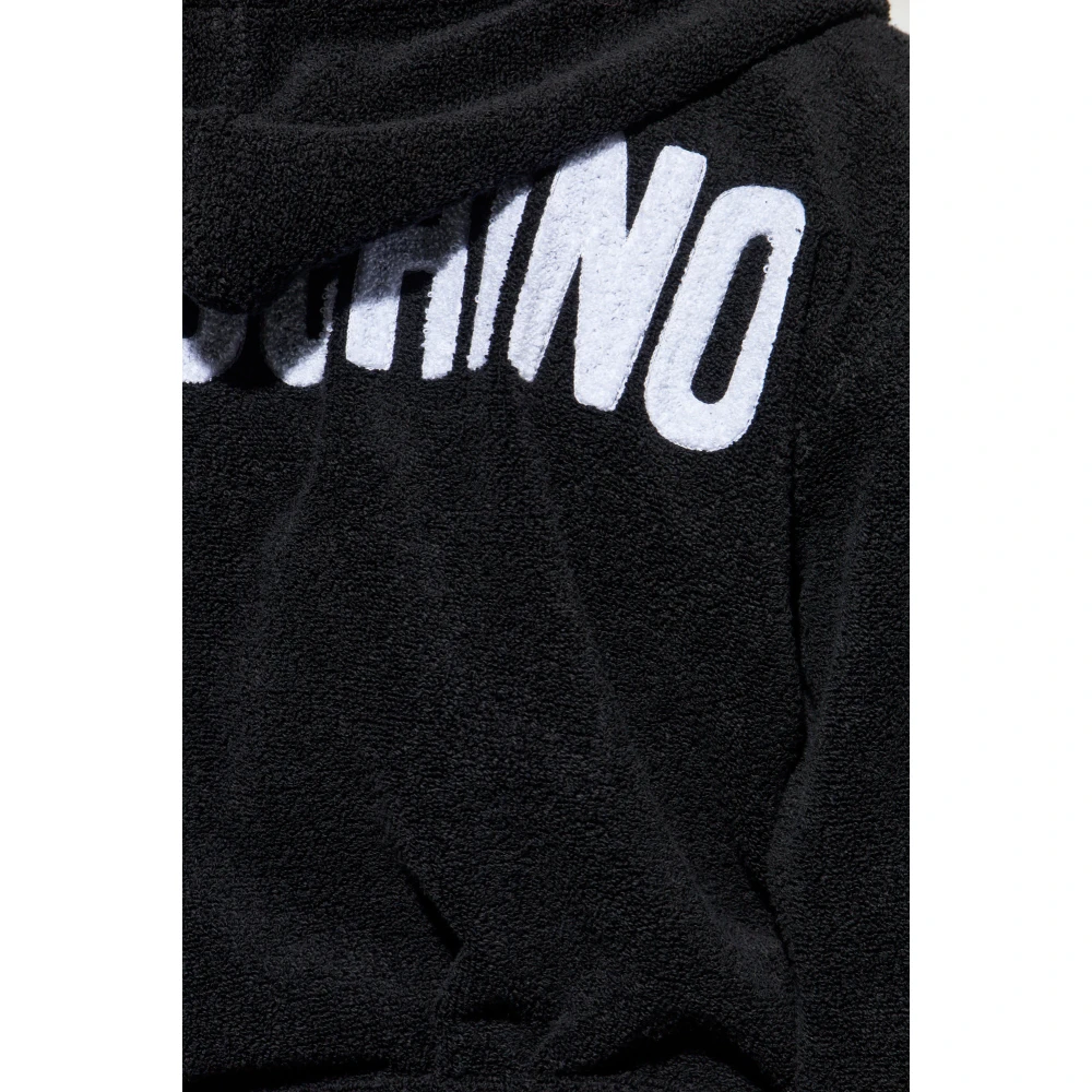 Moschino Katoenen badjas met capuchon Black Heren