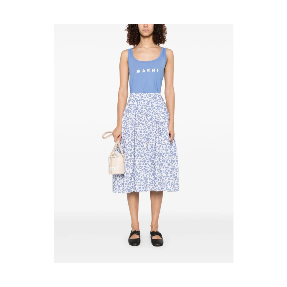 Marni Blauw Mouwloos Scoop Neck T-shirt Blue Dames