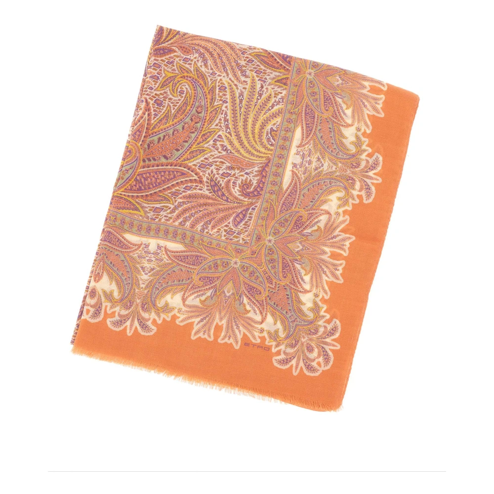 ETRO Zijden Chiffon Sjaal met Franjes in Multicolor Dames