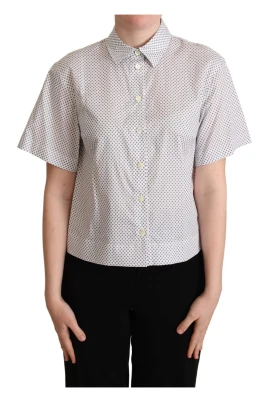 Grå Polka Dot Polo Skjorta