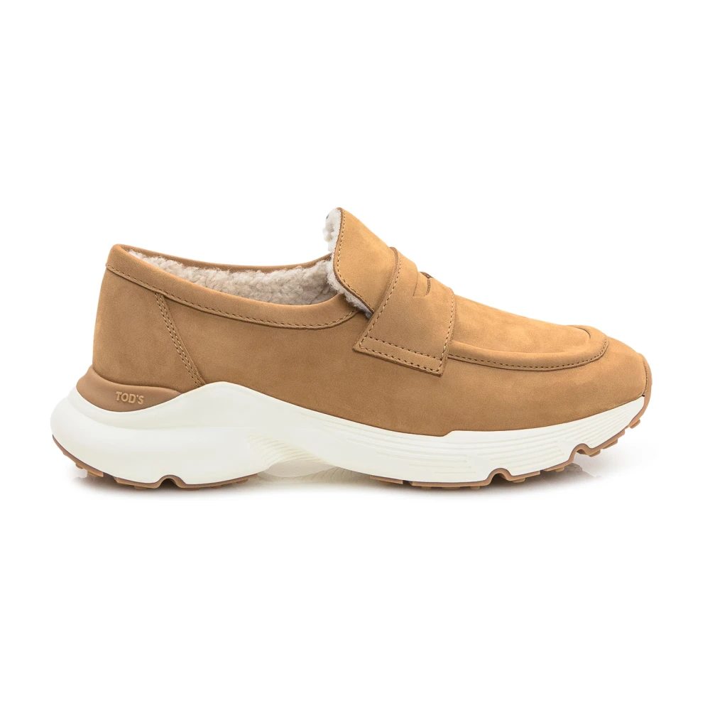 Tod’s Shearling-lined Suede Loafer Dames Schoenen Bruin