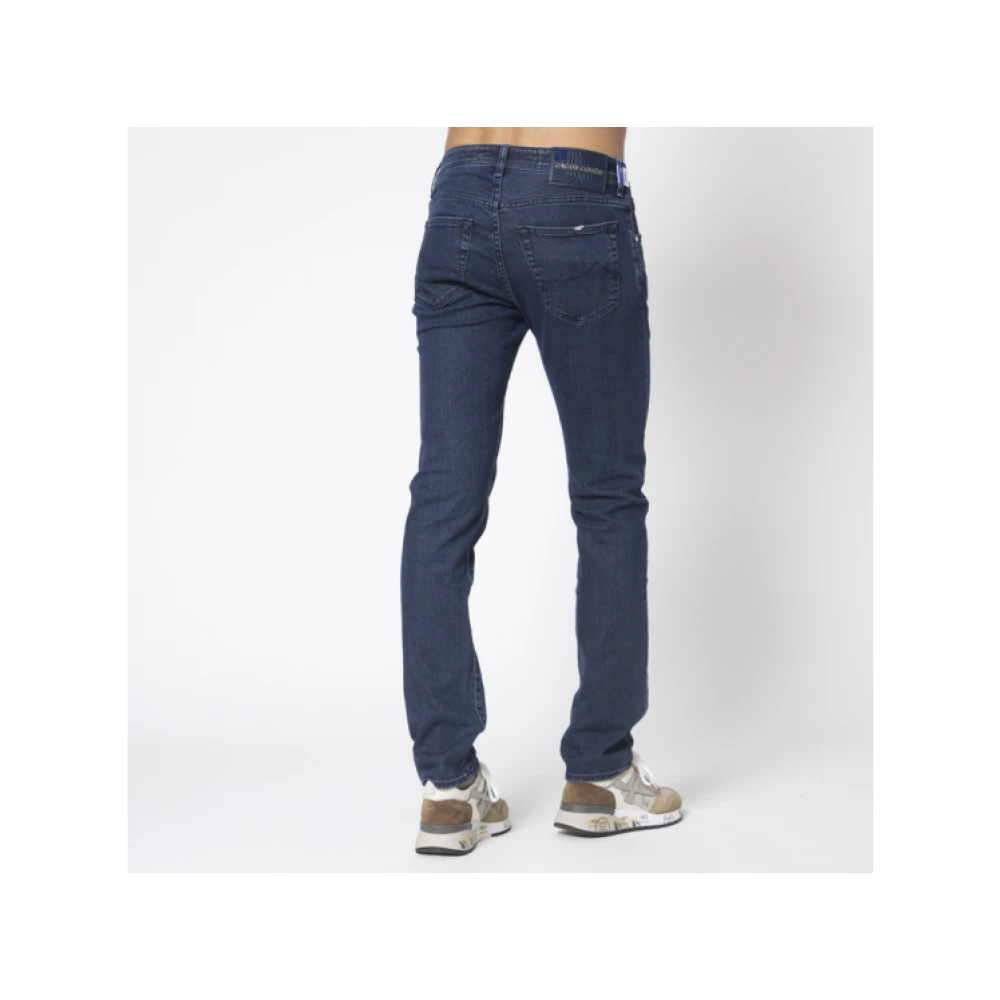 Jacob Cohën Donkerblauwe Gewassen Slim Fit Jeans met Grafische Patch Blue Heren