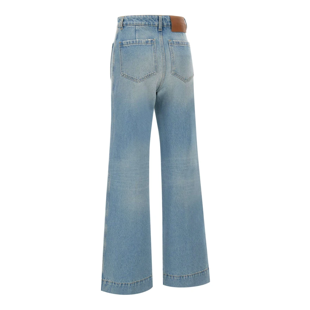 Victoria Beckham Alina Flared Jeans met Rood Logo Blue Dames
