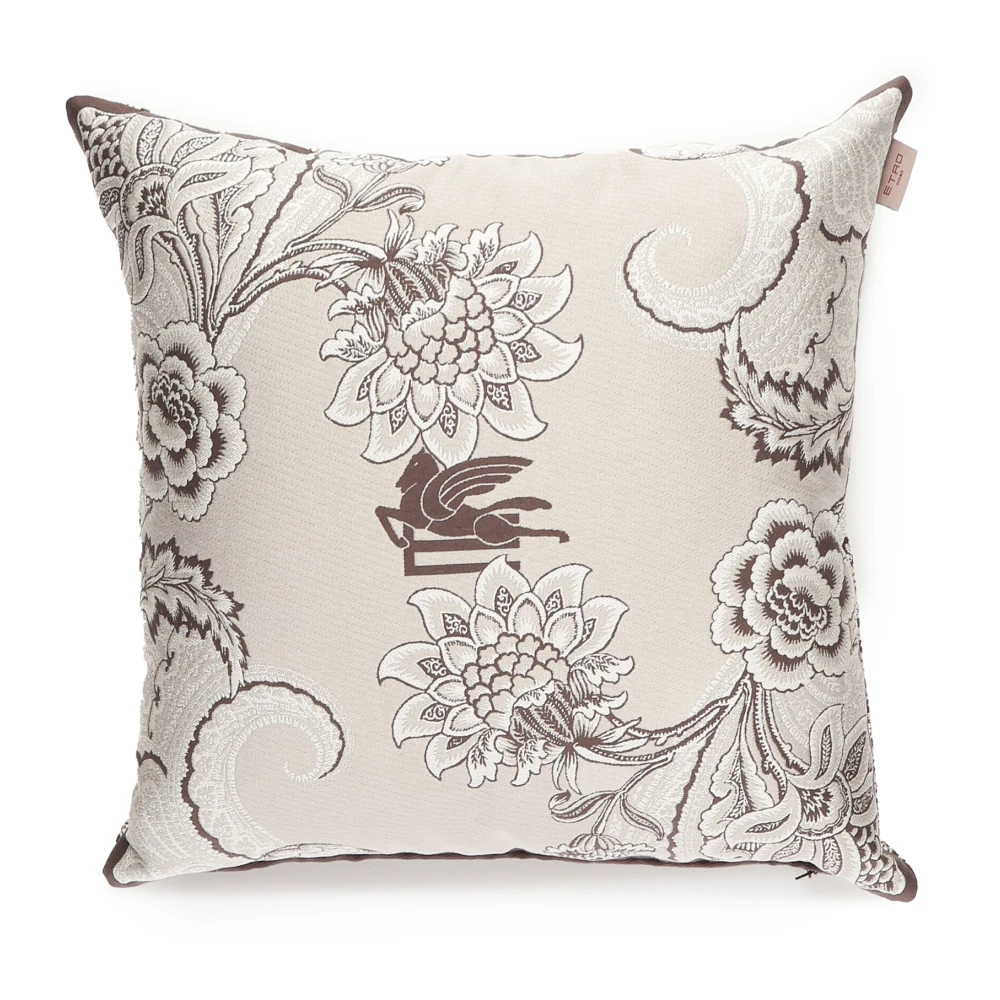 ETRO Witte Jacquard Kussen Woonaccessoires White Unisex