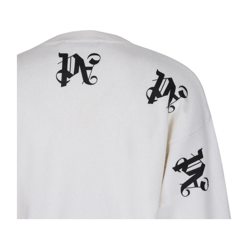 Palm Angels Monogram Print Jumper Beige Sweater Beige Heren