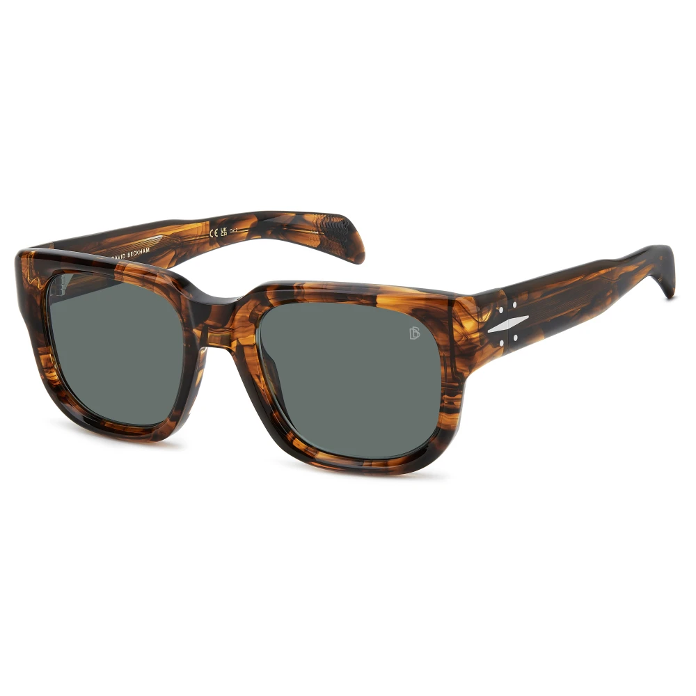 Eyewear By David Beckham Men's Brown Sunglasses, 53 Mm, Horn/Green Sunglasses