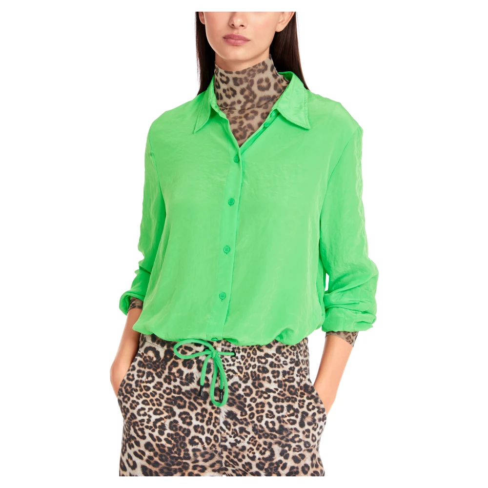 Marc Cain Lichte Hemdblouse met Ruche Green Dames
