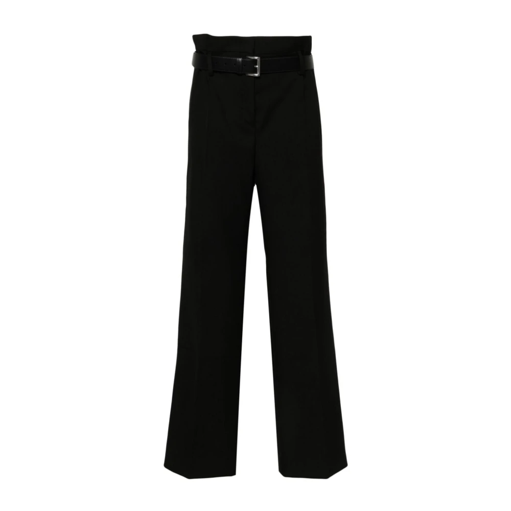 Prada Gabardine Wide Leg Trousers Black Dames