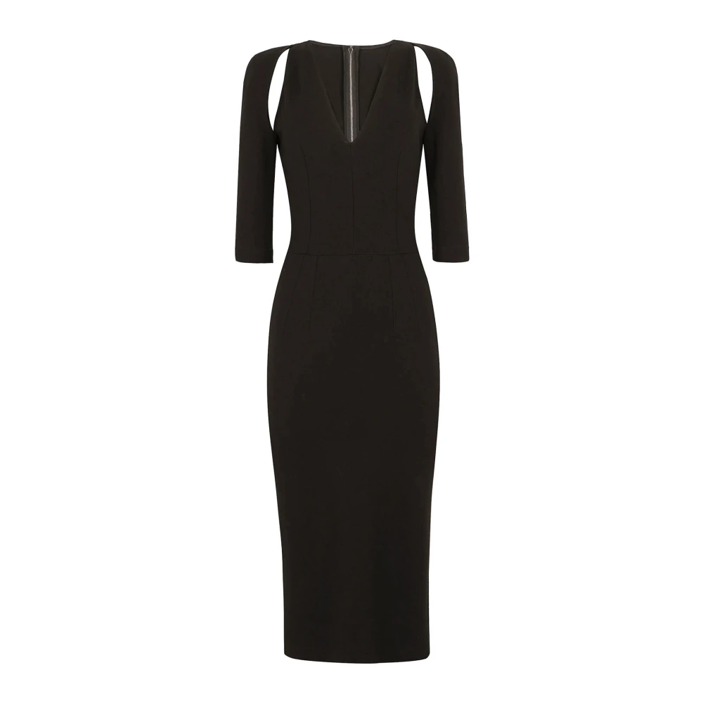 Dolce & Gabbana Elegante Midi Jurk Black Dames