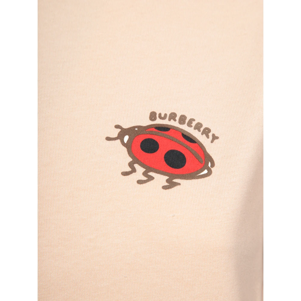 Burberry Lieveheersbeestje Logo Katoenen Crew Neck T-shirt Beige Dames