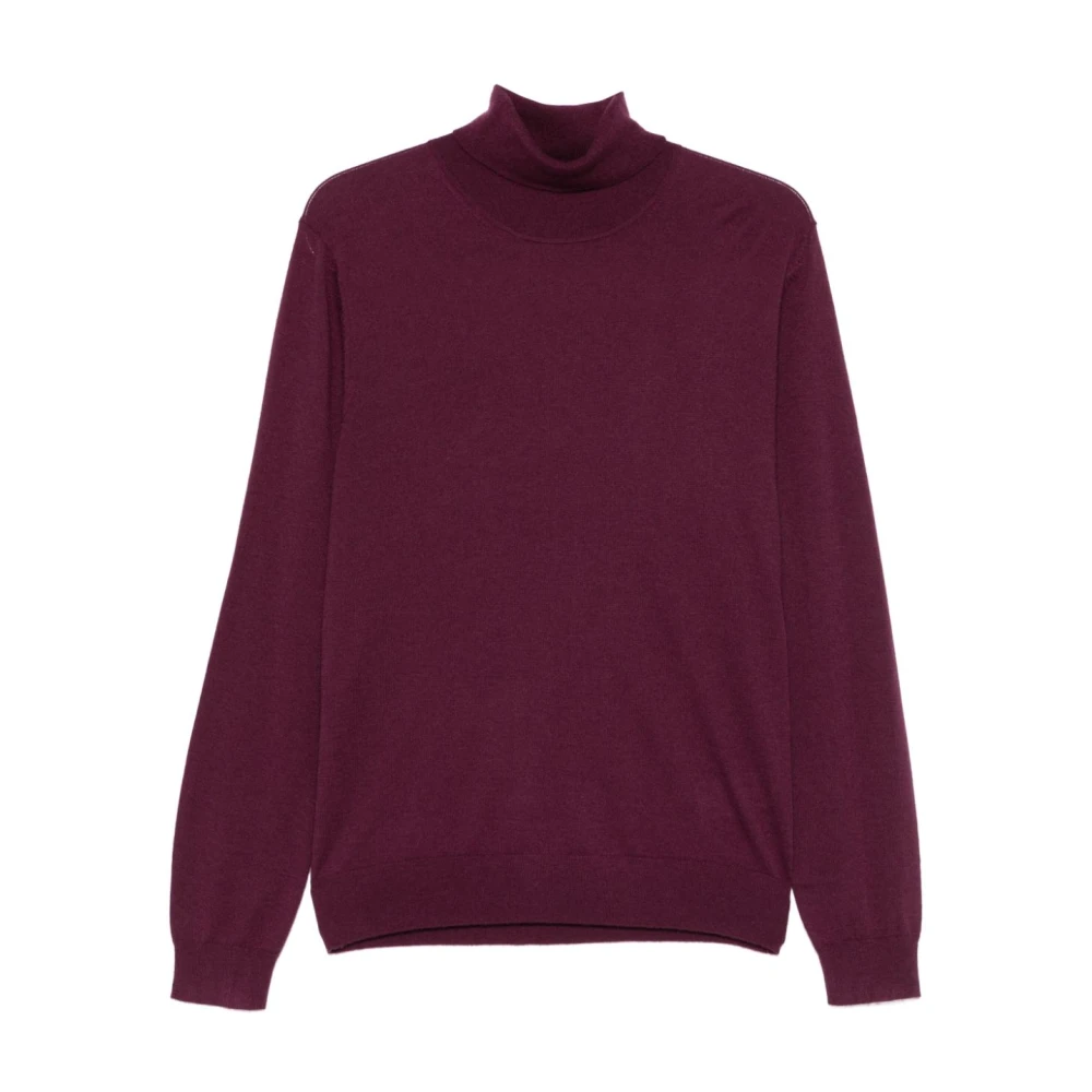 Hugo Boss Paarse Kasjmier Coltrui Sweater Red Heren