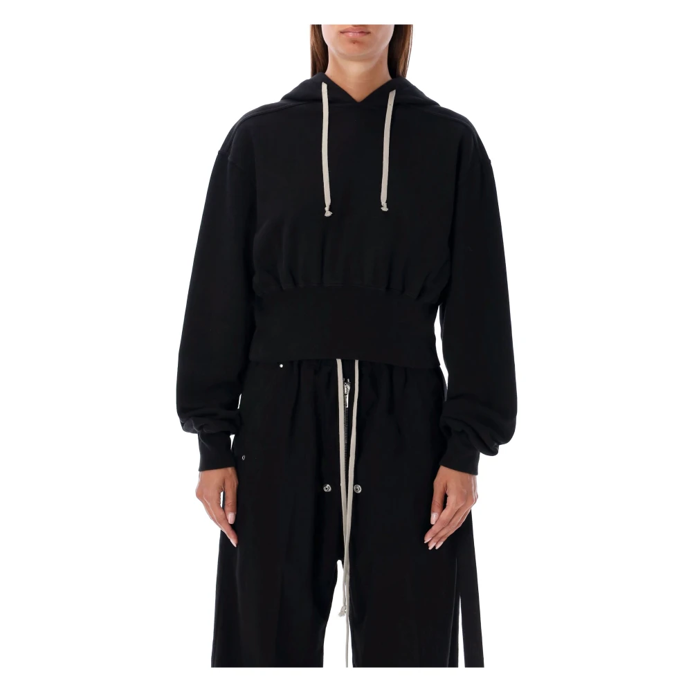 Rick Owens Svart Stickad Hoodie Black, Dam