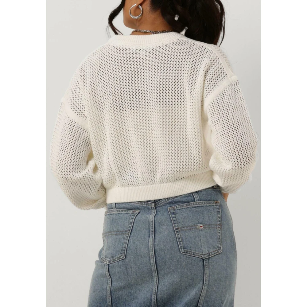Tommy Jeans Flag Sweater voor zomerse stijl White Dames