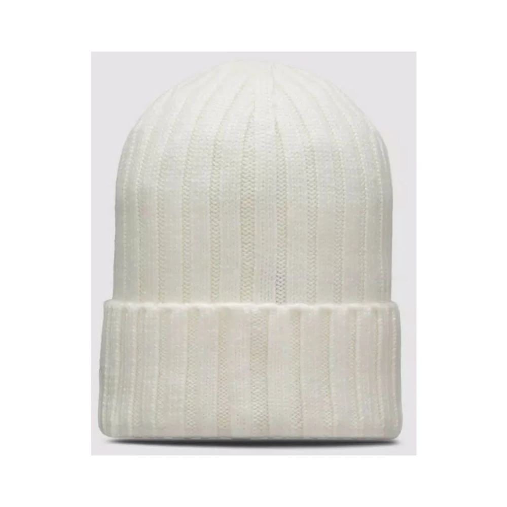 Moncler Wollen Beanie met synthetische bontpom White Dames
