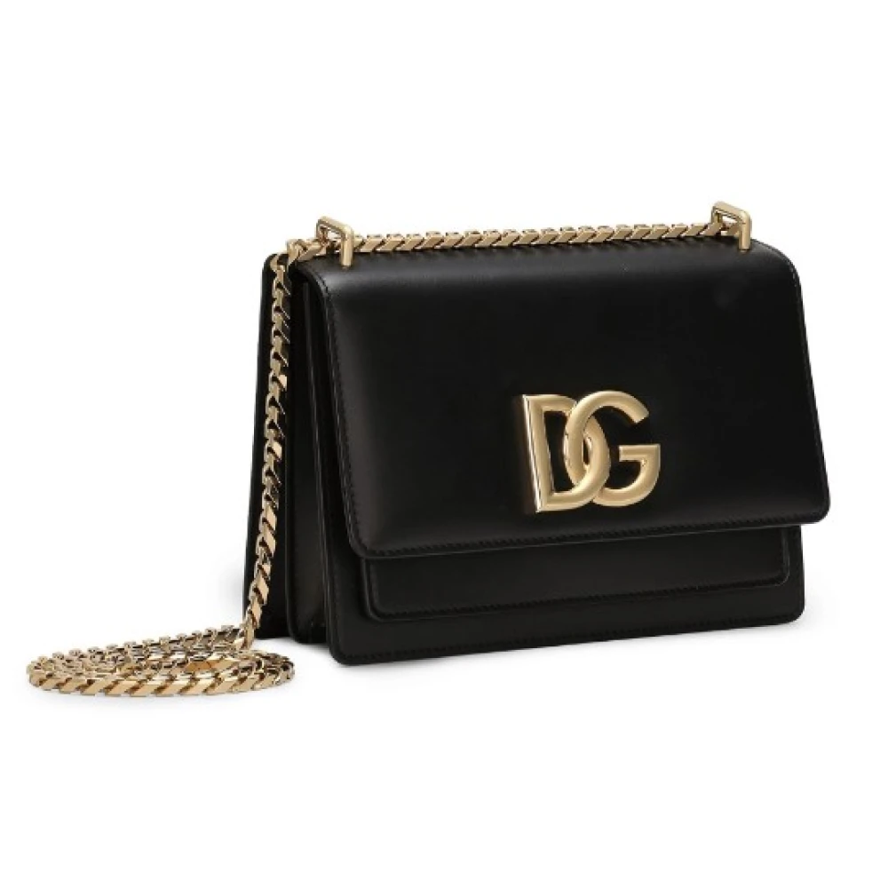 Dolce & Gabbana Logo Schoudertas met Ankerketting Black Dames