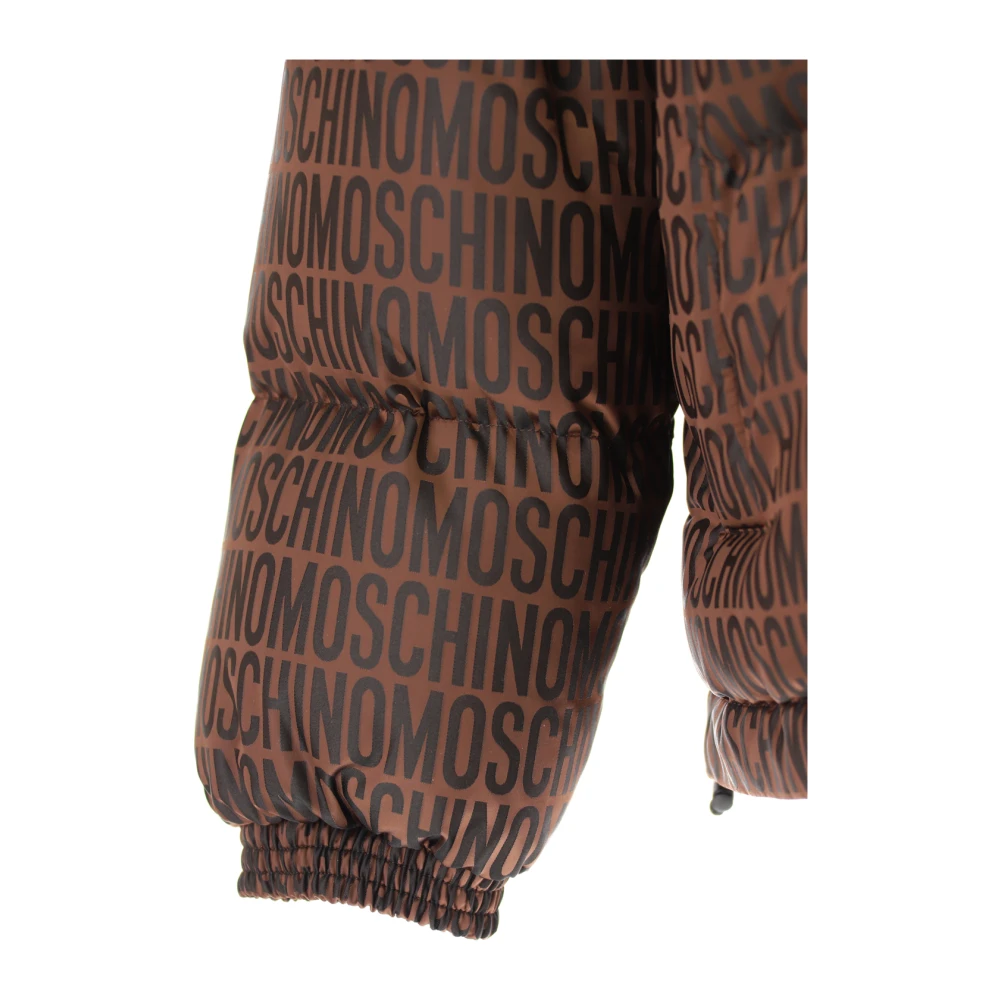 Moschino Logo Puffer Jas in Bruin Brown Heren