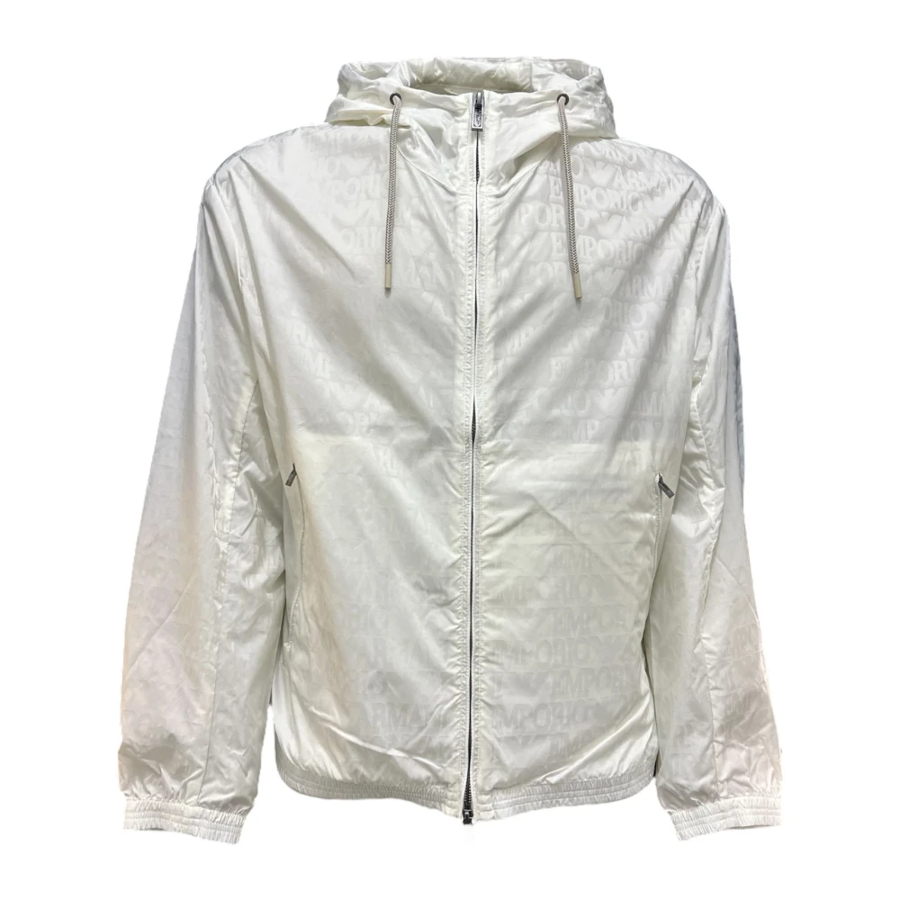 Emporio Armani Witte Logo Lettering Blouson Jas White Heren