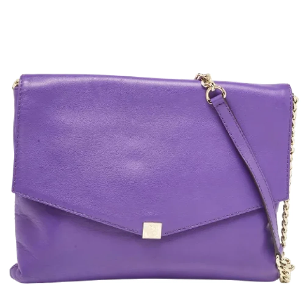 Carolina Herrera Pre-owned Leather shoulder-bags Purple Dames