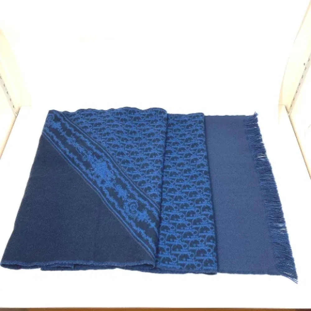 Dior Vintage Pre-owned Wool scarves Blue Dames
