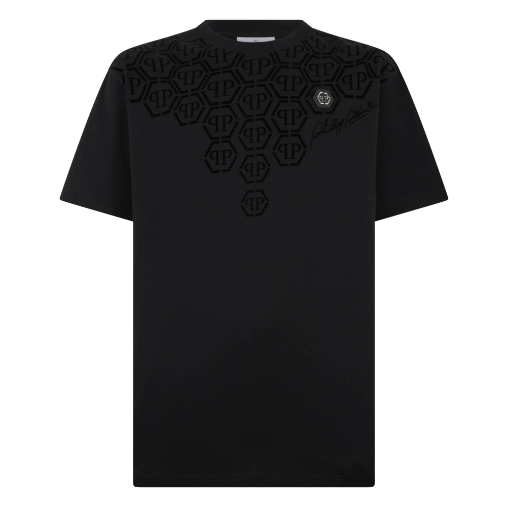 Philipp Plein Men's Black T-Shirts, L, Round Neck T-Shirt Degrade Monogram