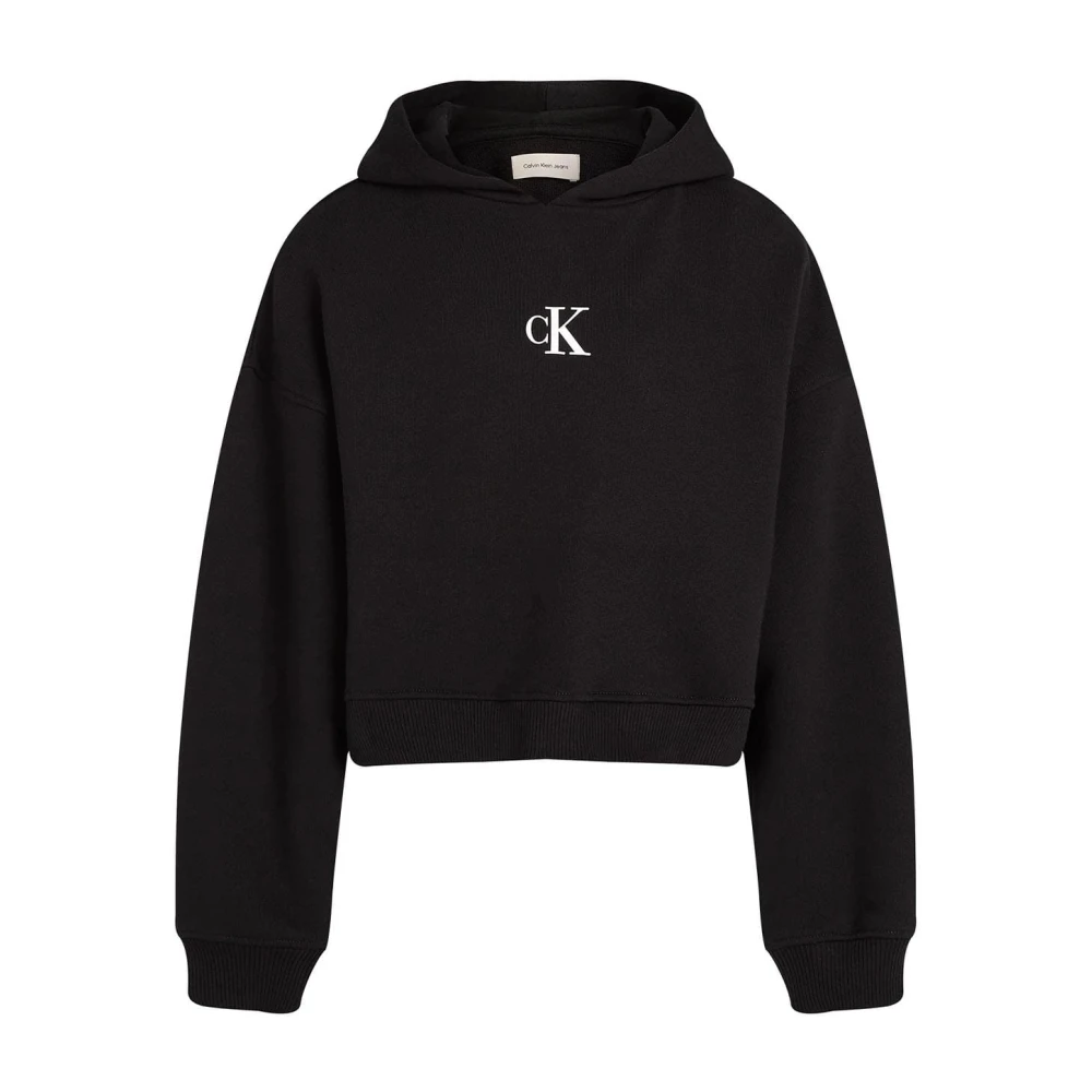 Calvin Klein Jeans Girls Black Hooded Sweatshirt - Kids Sweatshirts - 10 Y - Kids