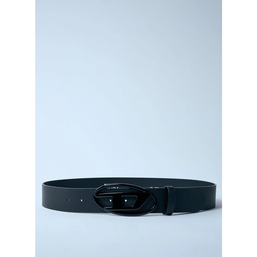 Diesel Leren riem met matte D-gesp Black Heren