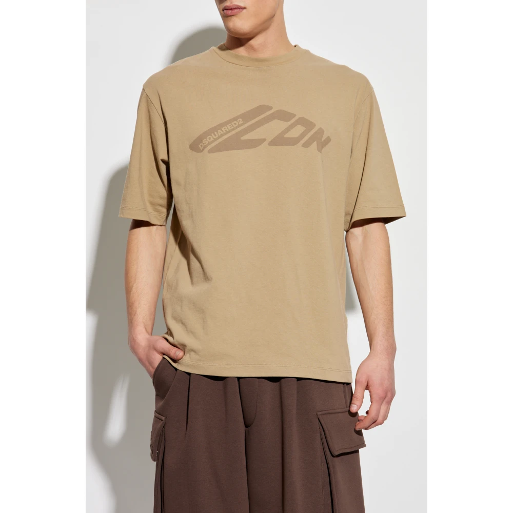 Dsquared2 T-shirt met bedrukt logo Beige Heren