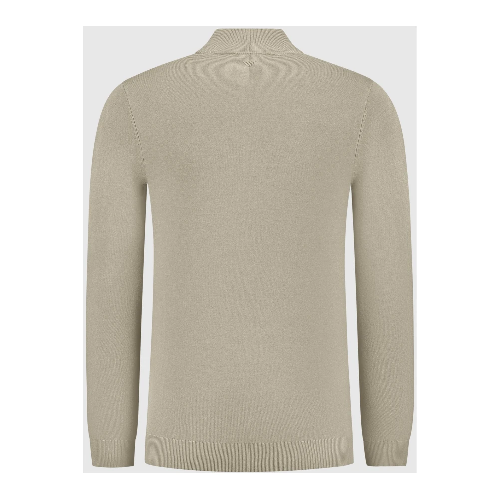 Pure Path Essentiële Gebreide Halfzip Trui Grijs Gray Heren