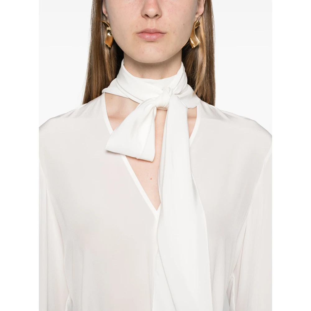 SPORTMAX Witte jas met V-hals en sjaal White Dames