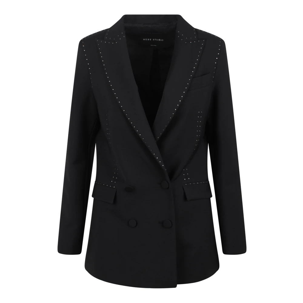 Hebe Studio Kristal Bianca Wol Blazer Black Dames
