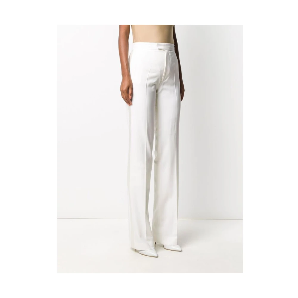 The Attico Witte Wolmix Gestreepte Broek White Dames