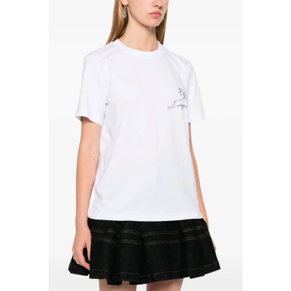 Msgm Wit Crew Neck T-shirt met Decoratie White Dames