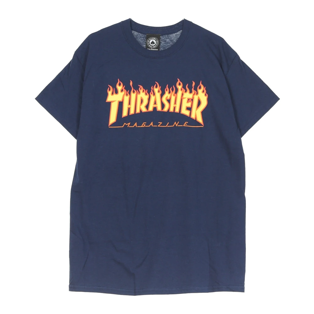 Thrasher Flame Tee Navy Geel Heren T-shirt Blue Heren