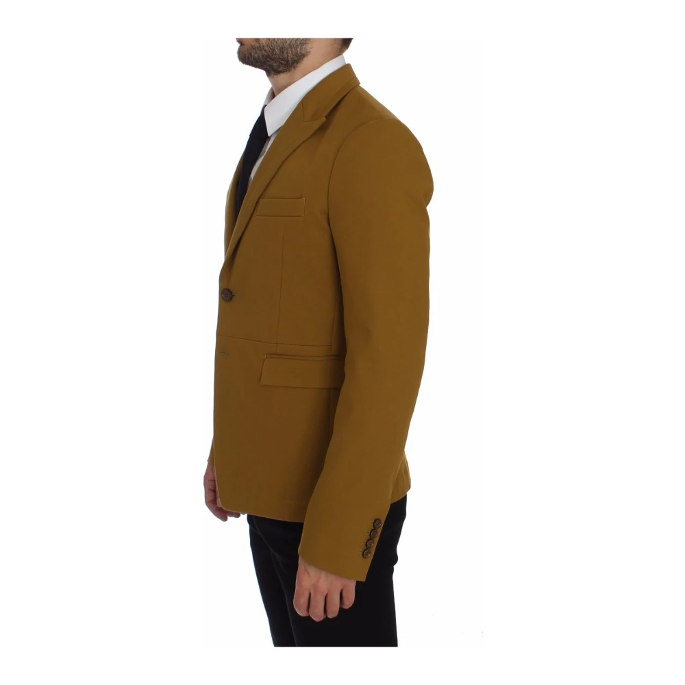 Dolce & Gabbana Gele Elegante Blazer Katoenmix Yellow Heren