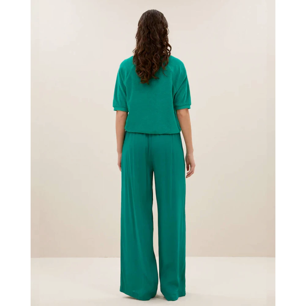 By-Bar Slub Top met korte mouwen Green Dames