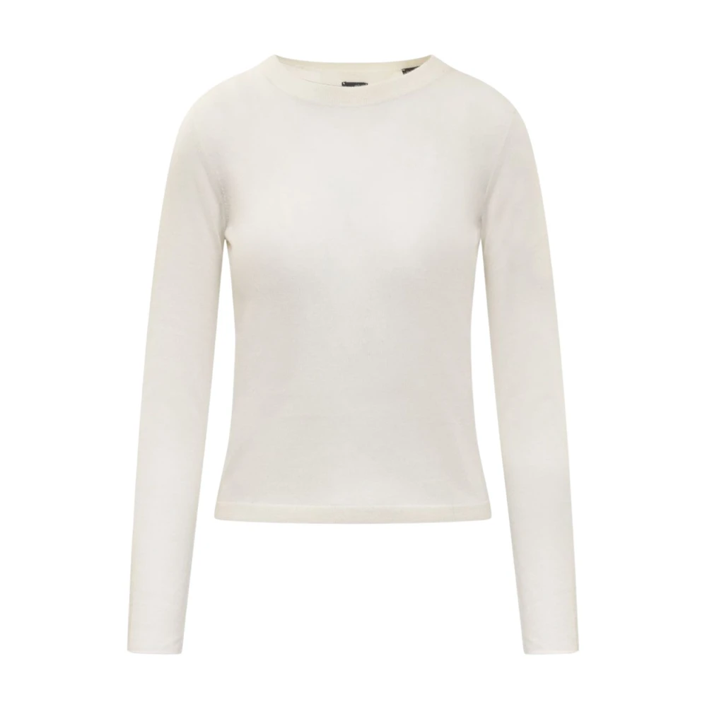 Pinko Women's White Long Sleeve T-Shirts, Xs, Eucalyptus Mesh Knit Top