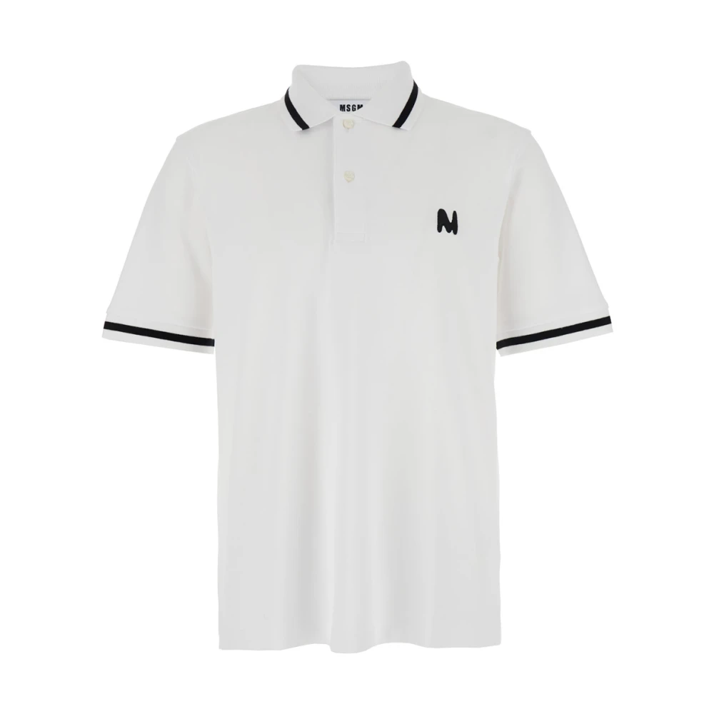 Msgm Witte Polo met Klassieke Kraag en Logo White Heren