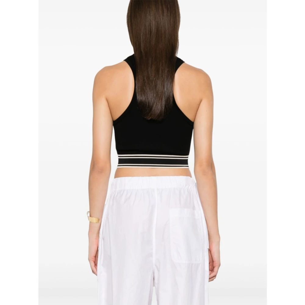 Elisabetta Franchi Zwarte Mouwloze Racerback Crop Top Black Dames