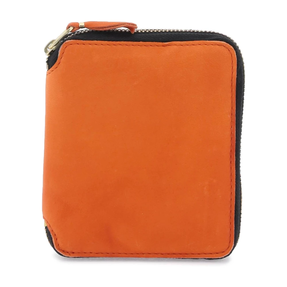 Comme des Garçons Studded Zip-Around Leather Wallet Orange Heren