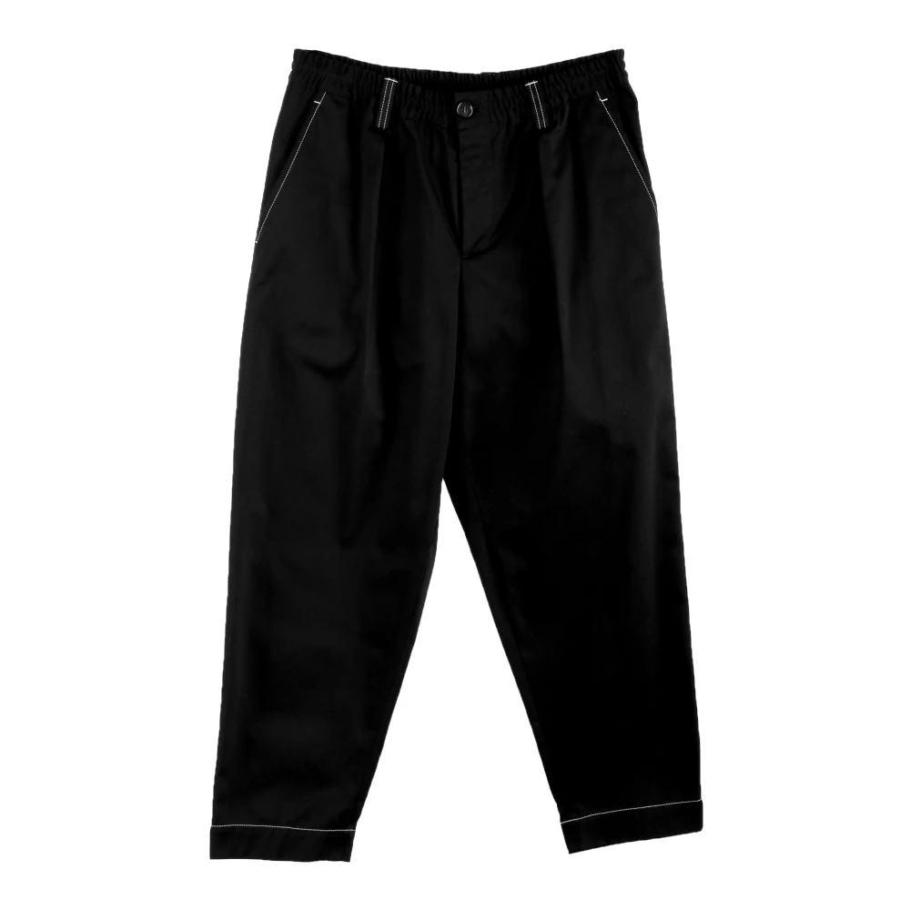 Marni Men's Black Straight Trousers, Xl, Relaxed Tapered Fit Trousers