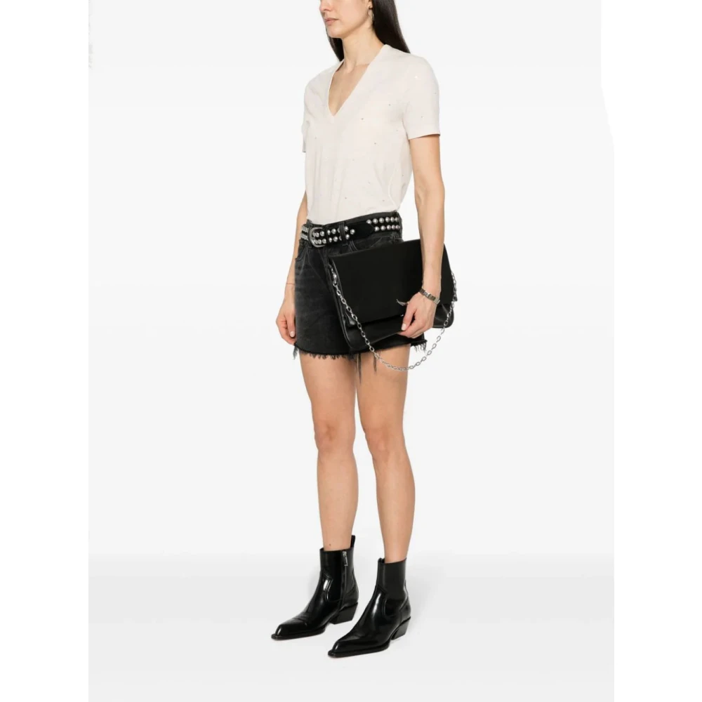 Zadig & Voltaire Zwarte Leren Clutch Tas Black Dames