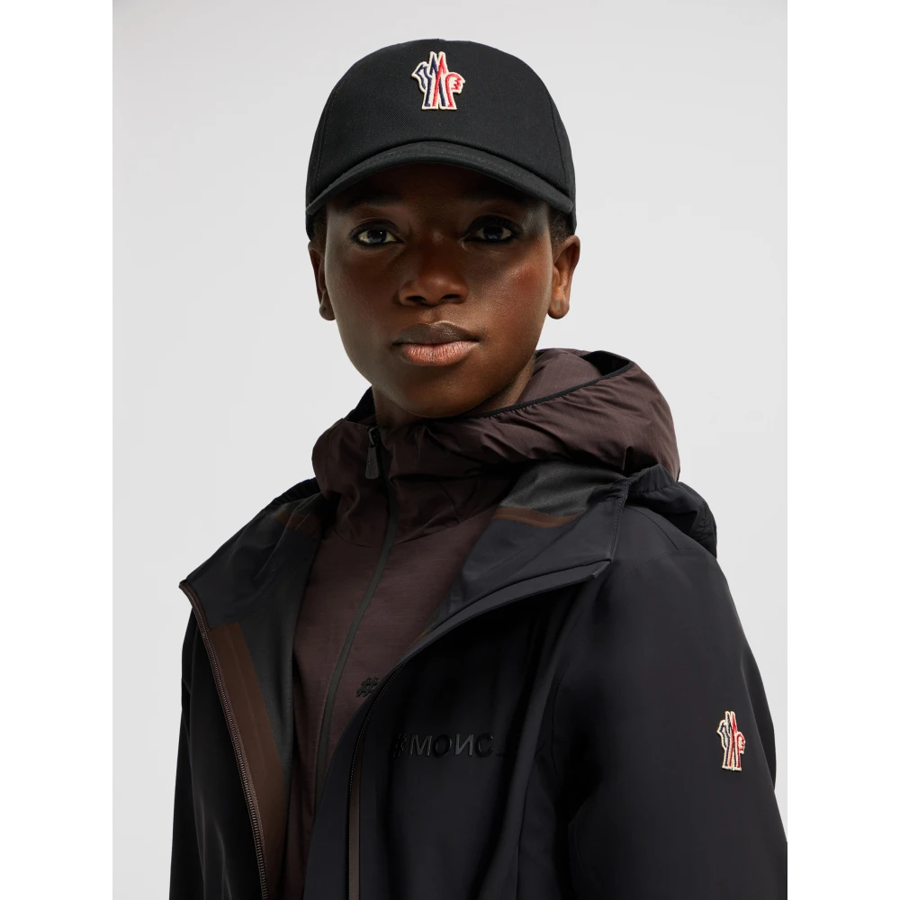 Moncler Zwarte Katoenen Geborduurde Logo Hoed Black Dames