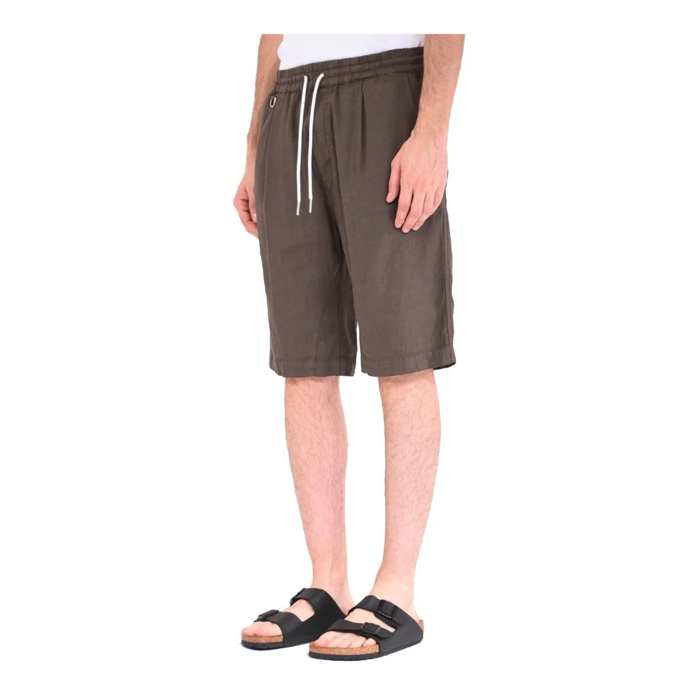 Paolo Pecora Linnen trekkoordshorts Made in Italy Brown Heren