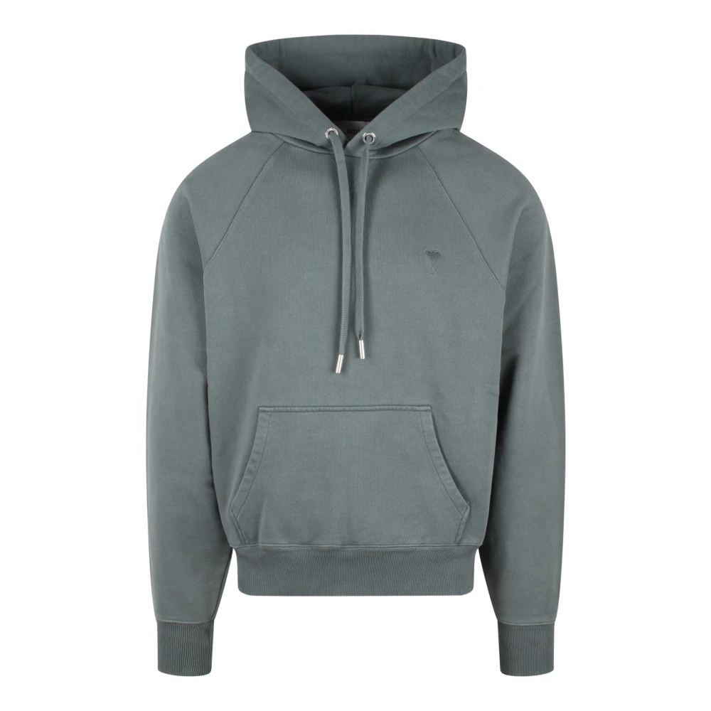 Ami Paris Hjärta Hoodie Fw24 Boxy Fit Brodyr Gray, Herr