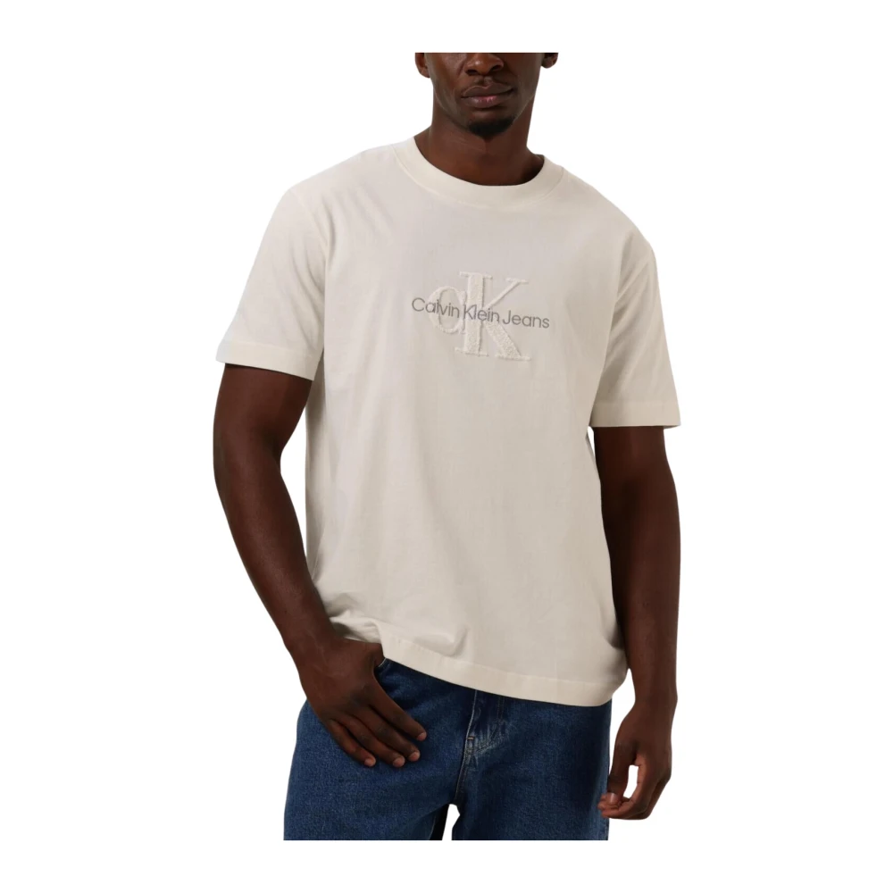 Calvin Klein Chenille Monologo Tee Beige Heren