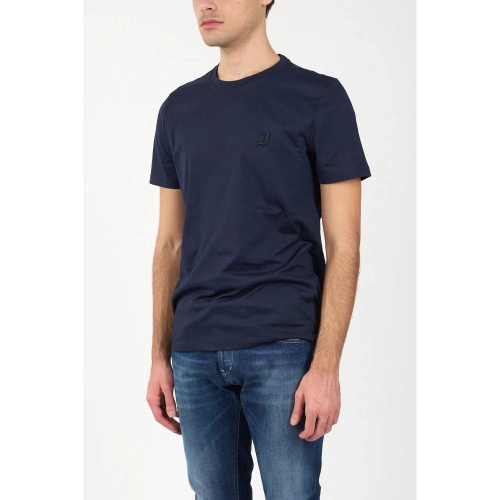 Dondup Jersey T-shirt met geborduurde borst Blue Heren