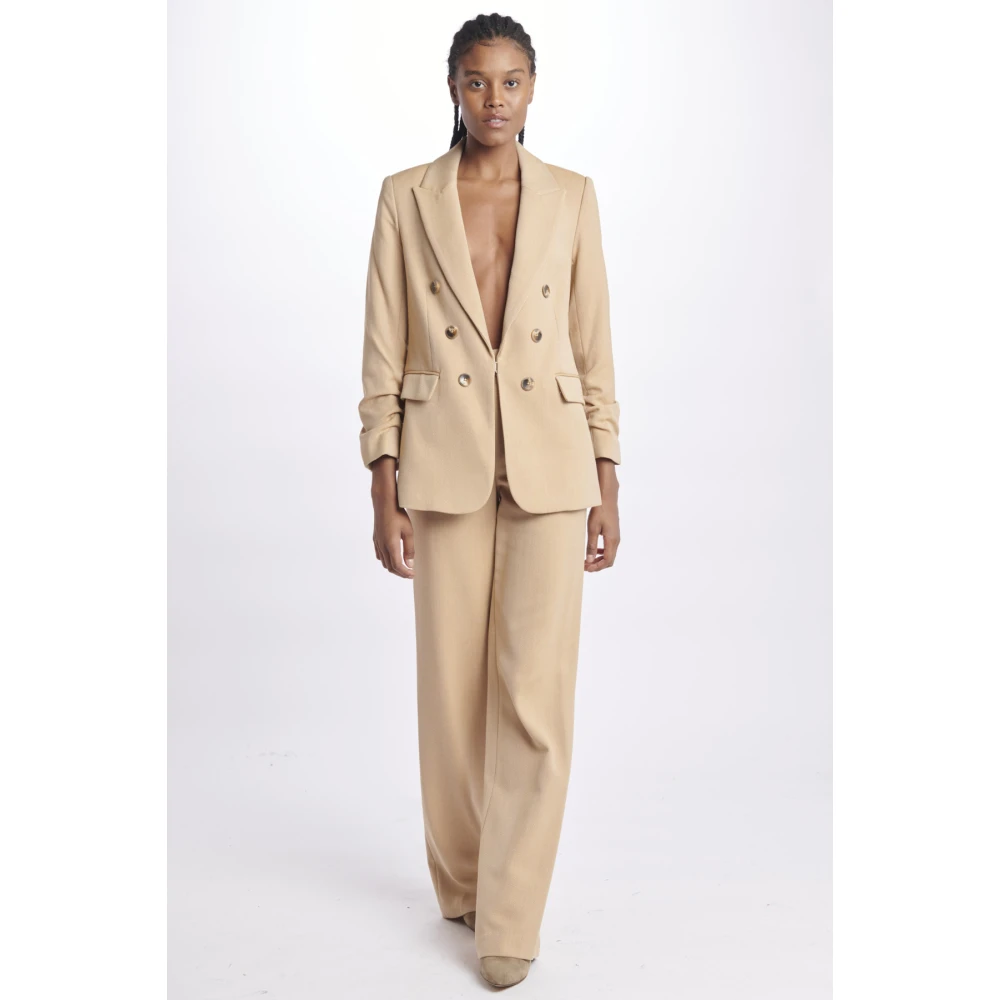 Veronica Beard Brede Broek met Barb Ontwerp voor Moderne Vrouw Beige Dames