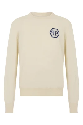 Cashmere Rundhals Pullover Jacquard Hexagon