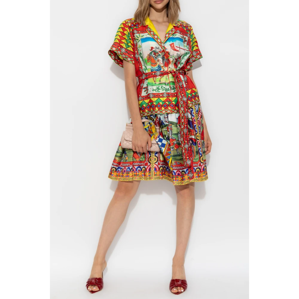 Dolce & Gabbana Zijden rok met Carretto-patroon Multicolor Dames