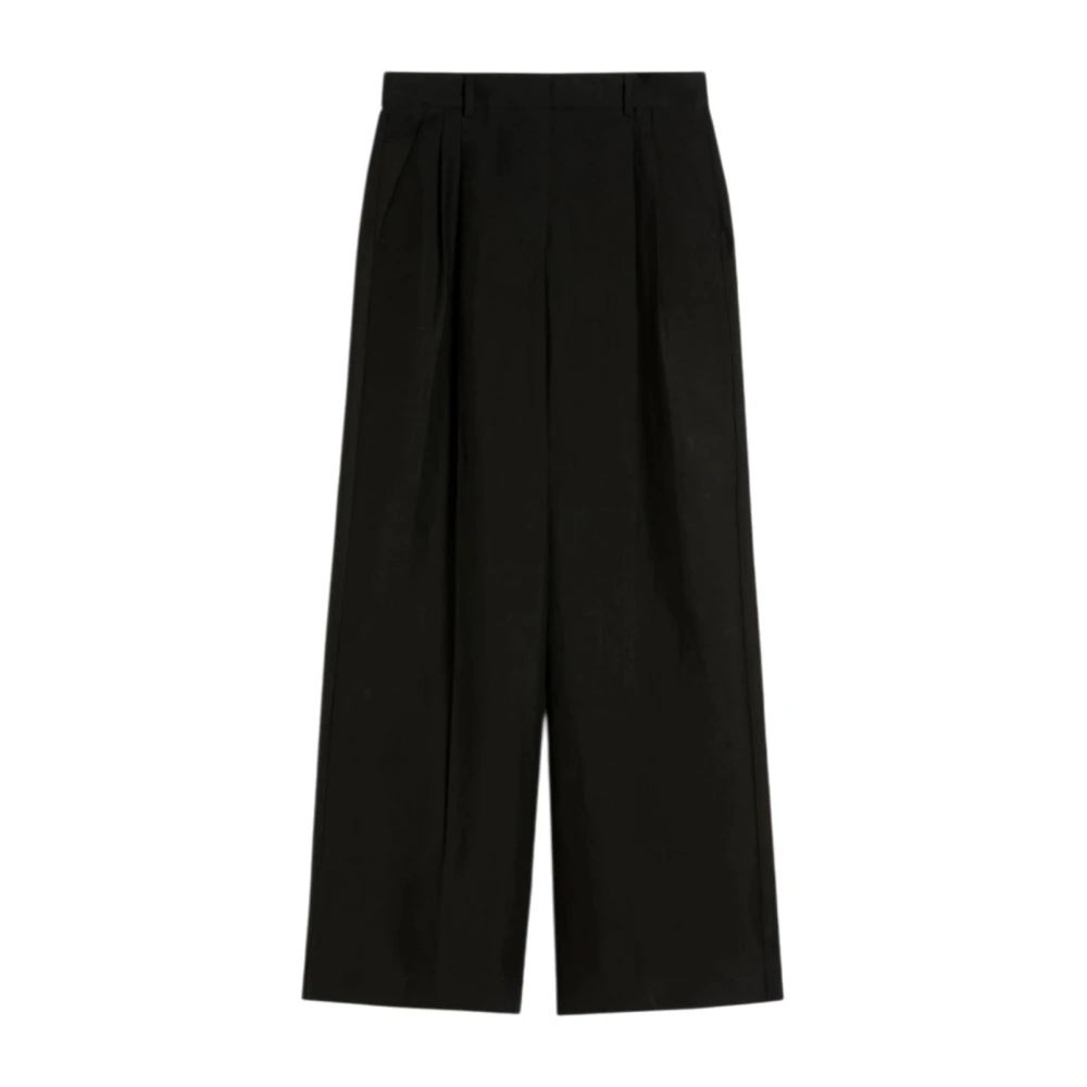 Weekend Max Mara Vrouw Zwart Broeken Dames, S, Leer, Veliero Wide Leg Broeken
